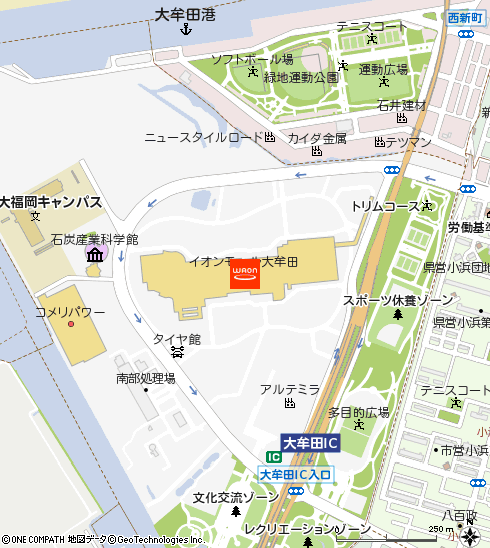 イオン大牟田店付近の地図